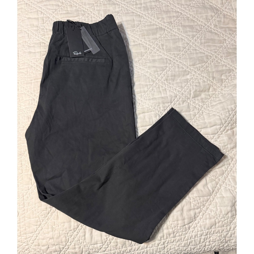 Rails Julian Pants Mens Large Washed Black Drawstring Elastic Waist Trousers NEW